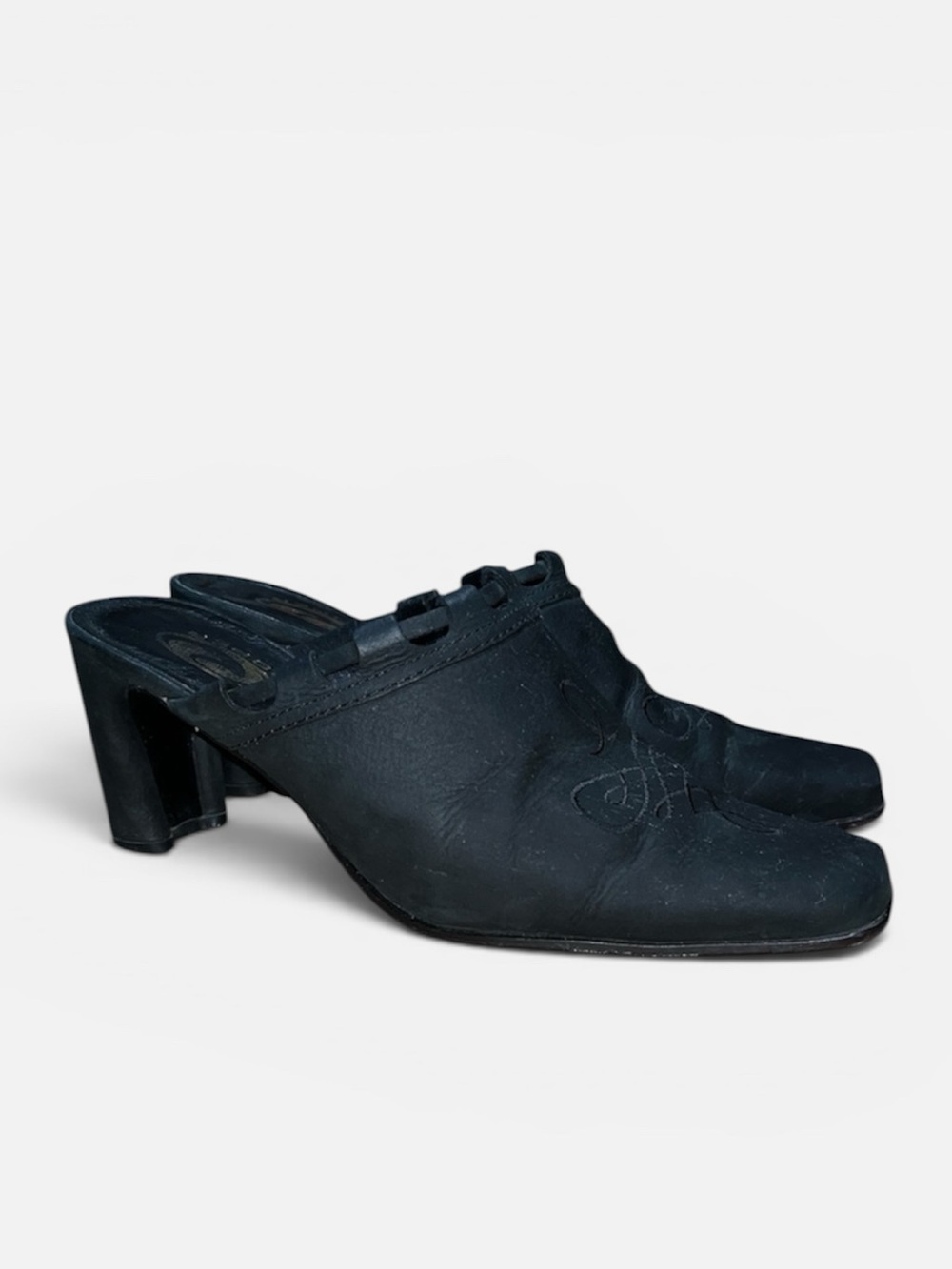 Roper Square Toe Leather Mule with Western-style Topstitch Size 9